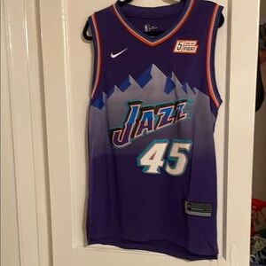 Purple Jazz Basketball Mitchell Jersey